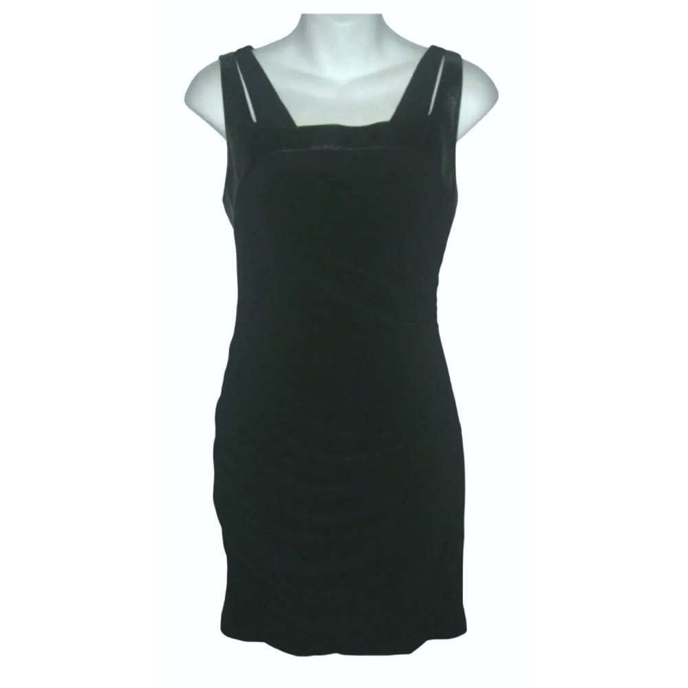 Hailey Logan By Adrianna Papell Dress Little Black Faux Leather LBD Pin Up Goth